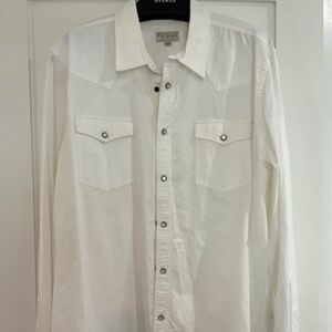 Mens Tecovas White Pearl Snap Shirt Size XL Cotton Twill Long Sleeve
